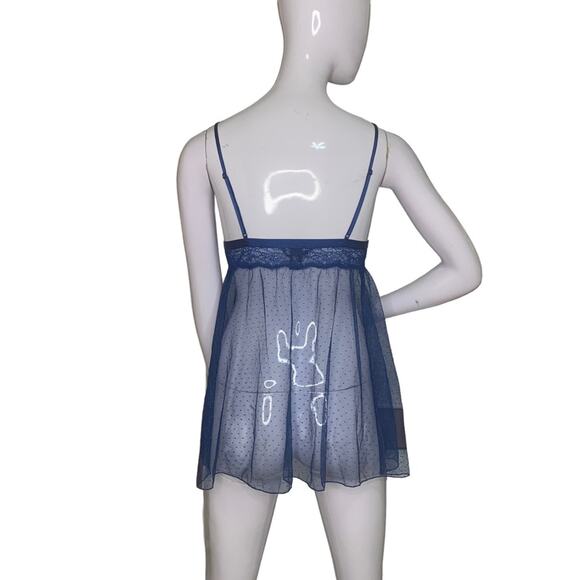 Victoria's Secret Babydoll Size Medium Blue See Thru Stretchy Material - Picture 7 of 9